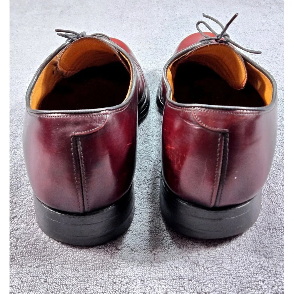 Allen Edmonds Fifth Avenue Mens 11 B Burgundy Leather Cap Toe Oxford Shoes